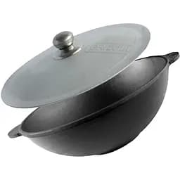 Чавунна сковорода Brizoll WOK з алюмінієвою кришкою 3,7 л