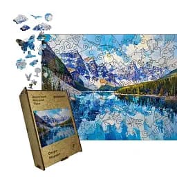 Деревянный пазл Озеро Морейн, А4, Деревянная коробка 100 элементов