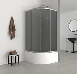 Душова кабіна з високим піддоном Mixxus Plain SCT01-90x90x195-GR Satin сіре тоноване скло 4 мм MI6895, Універсальна, тонований, хром матовий - мініатюра 7