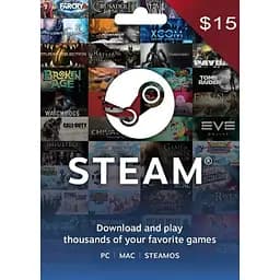 Код активації Steam Gift Card (Стім) на 15 USD US-регіон
