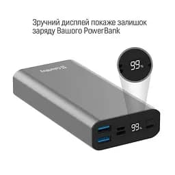 Універсальна мобільна батарея ColorWay 20000mAh Gray (CW-PB200LPH3GR-PDD) - мініатюра 8