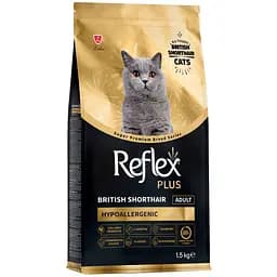 Сухой корм для кошек породы британская короткошерстная Reflex Plus British Shorthair Adult полноценный и сбалансированный 1.5 кг