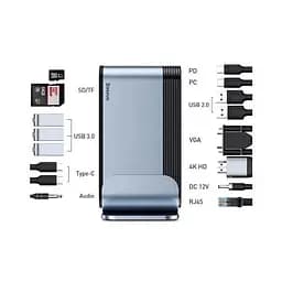 Хаб-концентратор Baseus Working Station Type-C Hub Adapter CAHub-AG0G - мініатюра 3