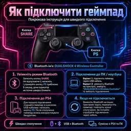 Бездротовий геймпад 1000 mAh / джойстик для PS4, ПК, Android та iOS з Bluetooth 5.2 - мініатюра 11