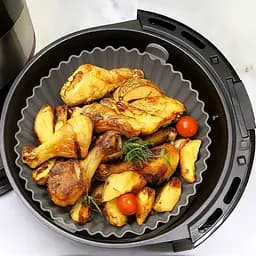 Кругла силіконова форма для аерогрилю, духовки та мультипечі 22х22 см, Kitchen Master Сірий 87962 - мініатюра 3