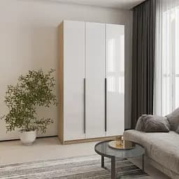 Шкаф 3-дверный MebelStar Оскар Gloss BL-B, 4 дополнительных полки 120x52x220 см Дуб сонома/Белый (MBS-5219)