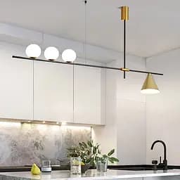 Удлиненная люстра в черном корпусе с латунными деталями Ст. MJ 87/4 BK+AB | Line F