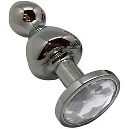 Металева анальна пробка Wooomy Lollypop Double Ball Metal Plug L діаметр 3.5 см довжина 10.5 см