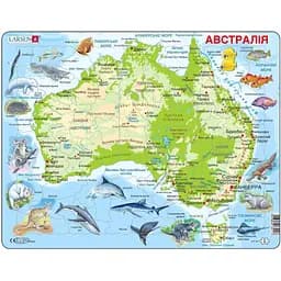 Пазл рамка-вкладыш Larsen Карта Австралии - животный мир (A31-UA)