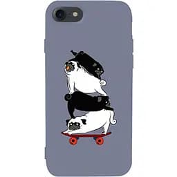 Чехол-накладка Toto Matt TPU 2 mm Print Case Apple iPhone 7/8/SE 2020 #51 Mops Skate Lavander Grey