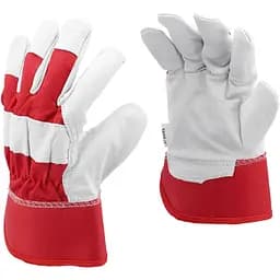 Рукавички робочі Yato бавовна + козяча шкіра розмір 9 біло-червоні (YT-746402)