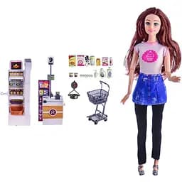 Кукла для девочек Bambi KQ113A с тележкой и продуктами Коричневый