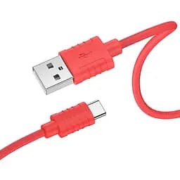 Кабель USB на USB-C 3a быстрая зарядка Borofone BX52 Airy силиконовый красный