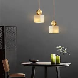 Латунний світильник із білим мармуровим плафоном 9х35 см | Арт. SC 7/1 WT | Line F