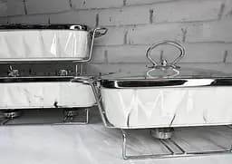 Набір з 3-х мармітів керамічних прямокутних Kitchen з кришками із скла Біло Сріблястий - мініатюра 9