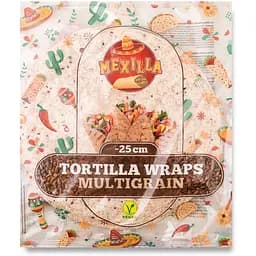 Тортилья Mexilla пшенично-житня з льоном та кмином 25 см 4 шт.