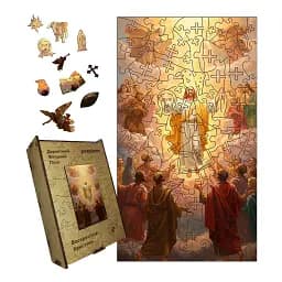 Дерев'яний фігурний пазл Воскресіння Христове, А5, Дерев'яна коробка 35 елементів