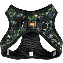 Шлея для собак малих порід Agility нейлонова зі світловідбивними елементами M 380-405 мм хакі з принтом черепи