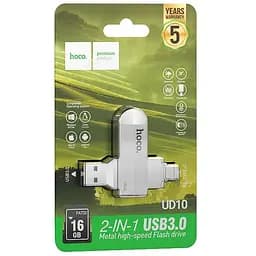 Флеш-накопичувач Hoco UD10 Metal Flash 2in1 USB 3.0/Type-C - 16GB Gray - мініатюра 4