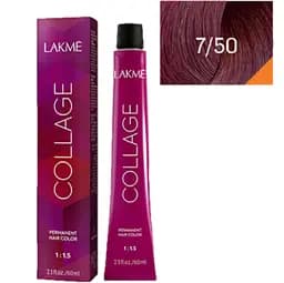 Перманентная краска для волос Lakme Collage Creme Hair Color тон 7/50 (махагон средний блондин) 60 мл