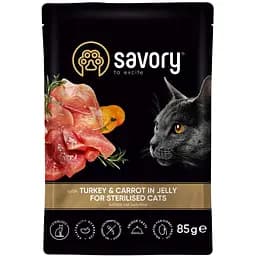 Набір вологих кормів Savory 3+1 для стерилізованих котів, індичка з морквою в желе 340 г (4 шт. х 85 г) - мініатюра 4