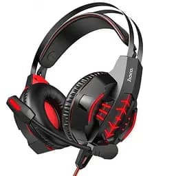 Дротові навушники Hoco W102 Cool tour з мікрофоном і LED підсвічуванням (Червоний)