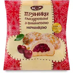 Пряники БКК з вишневою начинкою глазуровані 300 г