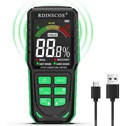 RDINSCOS Бесконтактный измеритель влажности для стен Неинвазивный измеритель влажности Большой дисплей с подсветкой