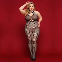 Сетчатый бодистокинг-халтер JSY Сетки Арии Plus Size, Black