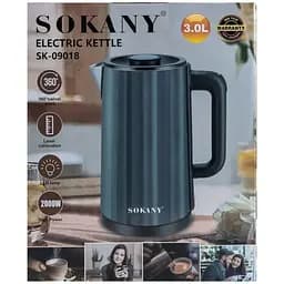 Електрочайник з обертанням на 360° Sokany SK-09018 дисковий із фільтром 3л 2000 Вт Малахіт - мініатюра 6