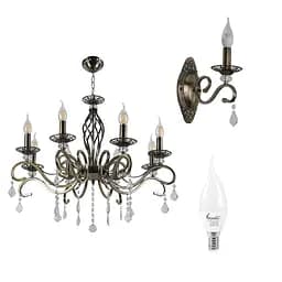 Комплект: Люстра Sirius B N1208/8 + 2 Бра B N1208/1W с лампочками