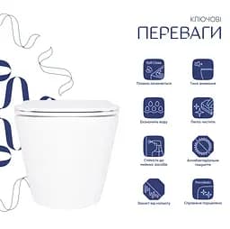 Унітаз підвісний Qtap Swan Ultra Quiet White, з сидінням Slim Duroplast/ Soft-close/ Quick Release QT16335180W - мініатюра 2