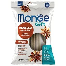 Лакомство для щенков Monge Gift Dog Puppy and Junior Mini, ягненок с анисом, 120 г (70085571)