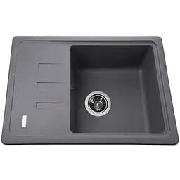Кухонна мийка гранітна Globus Lux Mono сірий металік 620x435мм-А0003, Сірий