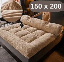 Матрац-топер-ковдра-наматрацник 3 в 1 150×200 см 10 см з пуховим волоконним наповнювачем м'який двосторонній KT7005704 - мініатюра 2