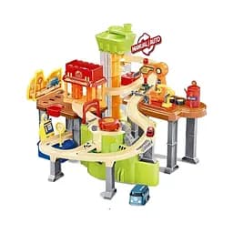 Автотрек JP 588-6 з мелодіями, підсвічуванням, 8 машинками, автоматичним підйомником і автомийкою 