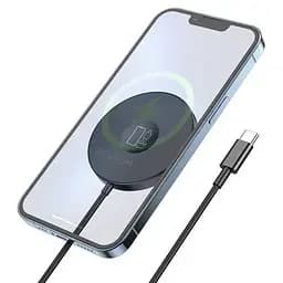 Бездротовий ЗП Magsafe HOCO CW41 Delight 3-in-1 magnetic wireless fast charger 15W чорний