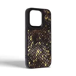 Кожаный чехол для Apple iPhone 14 Pro, Harder Nagas, черный, термополиуретан ТПУ + экокожа с имитацией кожи Наги, панель, защита корпуса, противоударный, микрофибра, рамка вокруг камеры, защита всего корпуса, (ARM76752) - мініатюра 2
