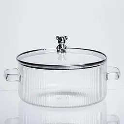 Каструля скляна Yiwu HP-34-102 2.5 л, діаметр 20 см, для варіння та тушкування, прозора