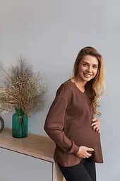 Жіночий трикотажний лонгслів для вагітних Wien розмір XXL-3XL (50-52) Lullababe Шоколадний - мініатюра 10