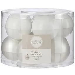 Ялинкові кулі House of Seasons скляні 6 см білі 10 шт. (8718861800272)