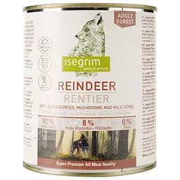 Влажный корм для собак Isegrim Adult Reindeer Оленина с ежевикой и грибами 800 г