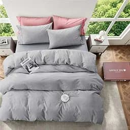 Комплект постільної білизни Євро Lovely Svi (120 г/м2) варена бавовна - Сіра смужка  - мініатюра 2