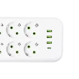 Мережевий фільтр-подовжувач ONE 8 розеток 4 USB 2,8 метри, білий Yiwu HP-5-27 - мініатюра 19