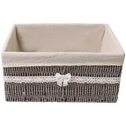 Кошик стелажний Handy Home Бантик, з текстильним вкладишем, 36х27х17 см, сірий (EW-90 L)