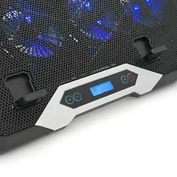Підставка під ноутбук IceCoorel K10, 10-17", 8 * 70mm, корпус пластик + алюміній, 2xUSB2.0 + LCD, 410x297x40mm, RGB, Box, Q10 - мініатюра 3