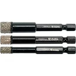 Сверла с алмазным пругом Yato Ø=6-8-10 мм l=65/10 мм с 6-гранным шпинделем 1/4" 3 шт. (YT-60409)