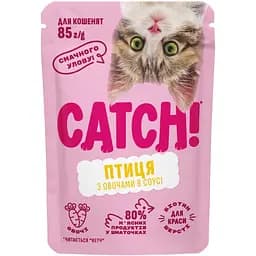 Влажный корм Catch! с птицей и овощами в соусе, для котят 85 г