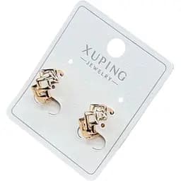 Сережки овальні Xuping з геометричним візерунком гіпоалергенне медичне золото