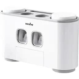 Диспенсер для зубної пасти MVM BP-24 подвійний зі стаканами, білий з сірим (BP-24 WHITE/GRAY)